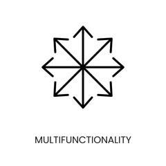 Multifunctionality, arrows in different directions line icon vector