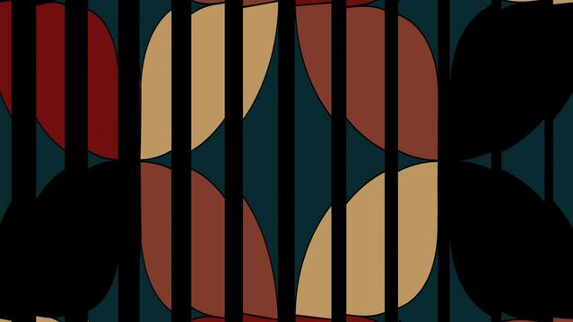 Decorated squares animation with several transitions and various rotations.