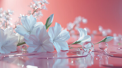 beautiful coral background with white flowers