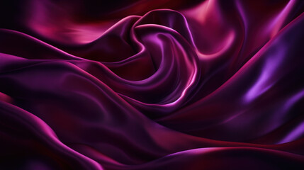 Fototapeta premium Close-up of a luxurious, deeply colored purple satin fabric, with a soft and elegant texture.