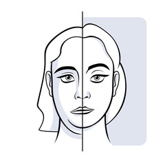 Woman face double chin face yoga illustration