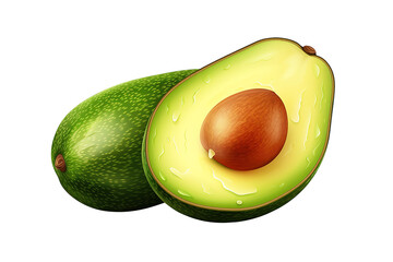 Avocado Clipping Path isolated on a Transparent background. Generative AI