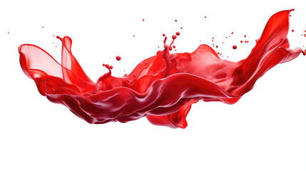 abstract elegance. the graceful flow of red liquid, isolated white background