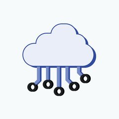 cloud computing concept icon with circuit  illustration vector