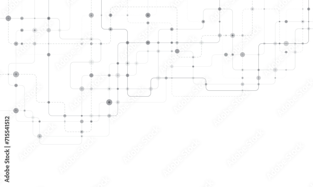 Sticker circuit connect lines and dots. network technology and connection concept. decentralized network nod