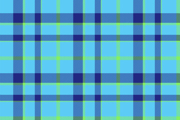 Plaid background, check seamless pattern in blue. Vector fabric texture for textile print, wrapping paper, gift card or wallpaper.