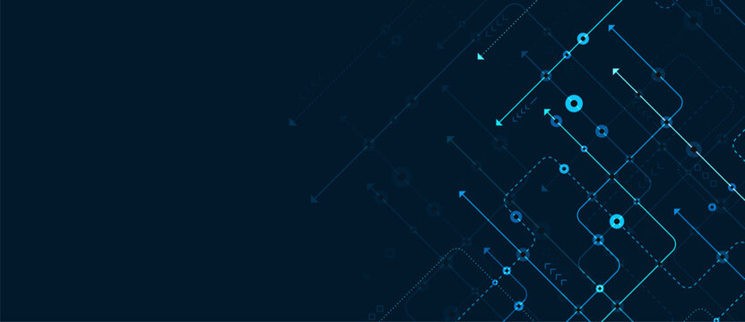 Circuit connect lines and dots. Network technology and Connection concept. Decentralized network nodes connections