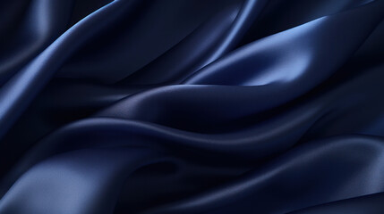 Luxurious black and blue satin fabric draping elegantly, illustrating a sense of smoothness and high-quality texture.