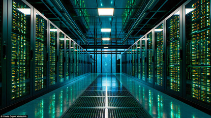 Data Center Connectivity: A glimpse into the high-tech world of data centers, showcasing networking, server racks, and technology infrastructure