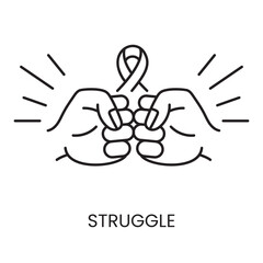 Fight cancer line icon vector malignant cancer disease