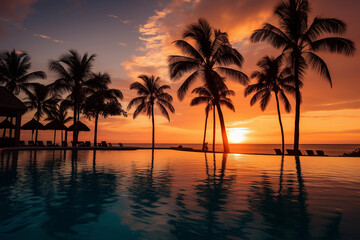 Fototapeta na wymiar Swimming pool at tropical resort