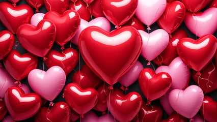 Heart shape balloons, love, romantic, valentine day - obrazy, fototapety, plakaty