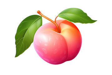 red-apple with green branch isolated on a Transparent background. Generative AI