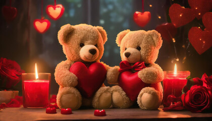 Heartfelt Duo: Bears in a Romantic Mood