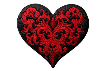 Red and black heart, isolated on a Transparent background. Generative AI