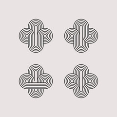 Stripes element template. Geometric scroll elements with fine lines for your project. Abstract futuristic geometric shape.