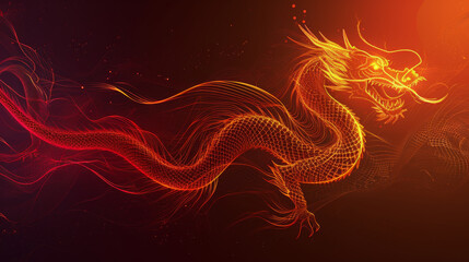 Fototapeta premium Chinese dragon on a red background.