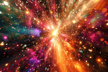 Colorful particle explosion pattern.