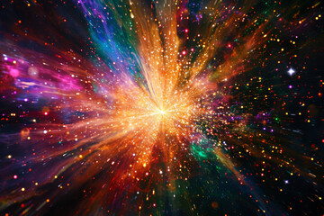 Colorful particle explosion pattern.