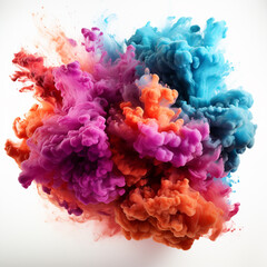 Obraz premium Multicolor Smoke Bomb Explosion Emitting Clouds isolated on white background