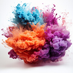 Fototapeta premium Multicolor Smoke Bomb Explosion Emitting Clouds isolated on white background