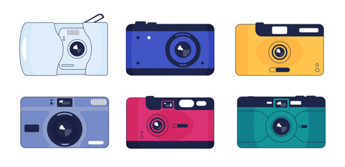 Fototapeta premium Hipster retro camera with plastic lens, old travel photography equipment for photo shoot