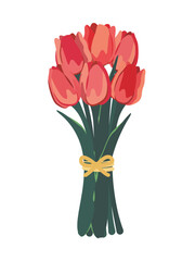 ピンクのチューリップの花束のベクターイラスト