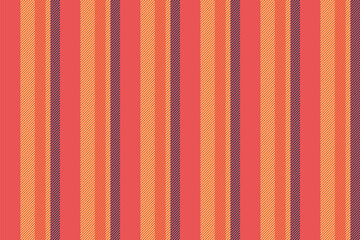 Grungy lines fabric vertical, dining seamless stripe texture. Pillow background pattern textile vector in red and amber colors.