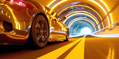 Effortlessly Cruising Through A Shimmering Electric Car Tunnel. Сoncept Summer Picnic In The Park, Retro Fashion Shoot, Creative Food Photography, Rustic Outdoor Wedding, Adventure Travel Photography