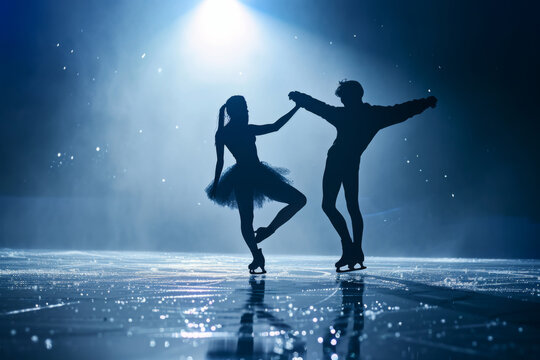 Two dancers danced on the ice and performed difficult moves through coordination.