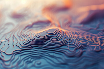 Contour lines on abstract mountain peaks.