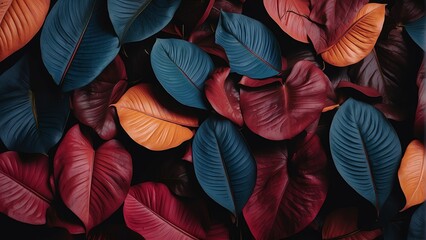 Colorful plant tropical leaves background pattern wallpaper from Generative AI