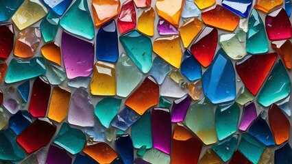 Colorful broken glass background material texture abstract from Generative AI
