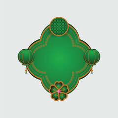 Blank green chinese frame card template design vector