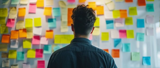 Innovation And Imagination Sparked By Vibrant Sticky Notes On Busy Bulletin Board