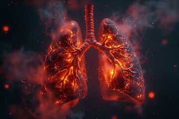 Fototapeta na wymiar fire in the lungs