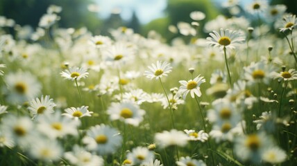 Beautiful common daisy flowers plant field nature wallpaper