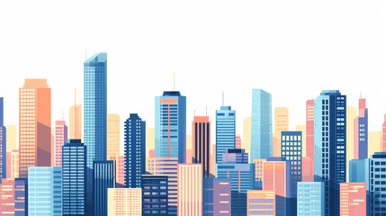 Colorful city skyscrapers in illustration style.