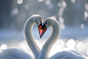 Fototapeta premium Happy Valentine Swans