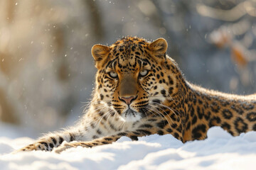 leopard on snow