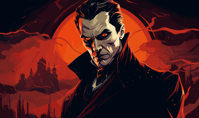 count Dracula vampire illustration concept art vector