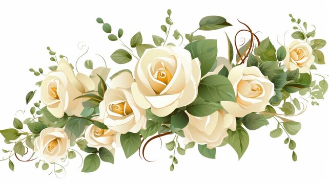 Beautiful cream rose flower arrangement image on white background