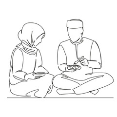 Muslim couple eating
