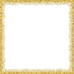 Square gold glitter frame isolated on transparent background illustration, PNG, clip art.