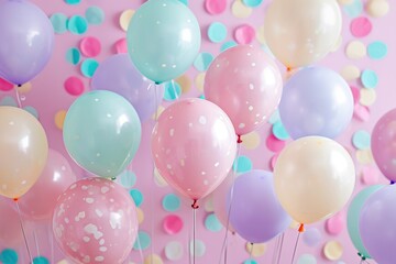 celebratory baby shower,vector background is adorned with an array of pastel colorful balloon