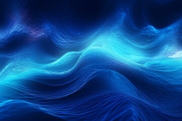 Blue energy waves flowing rapidly. Generative AI - obrazy, fototapety, plakaty