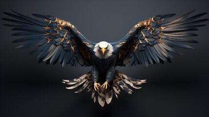 Predatory bird in the darkness Eagle on a black background,,
Majestic bald eagle spreads wings in fligh