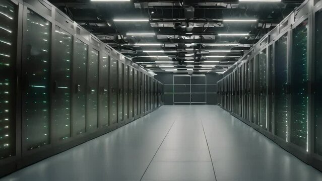 An innovative data center with cloud servers that ensures the operation of the software of a large business center. Generative AI