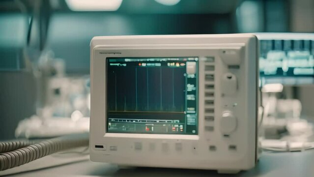 A cardiac monitor in the hospital's emergency room to check the functioning of the patients' cardiac system. Generative AI