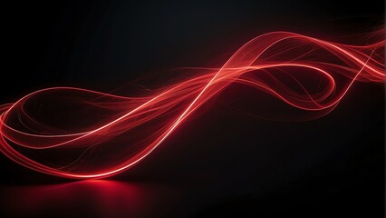 Red neon curved wave of light with curls and swirls made with smooth illuminated bright glowing lines, motion light effect from Generative AI